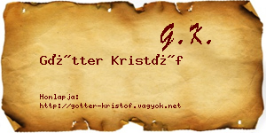Götter Kristóf névjegykártya